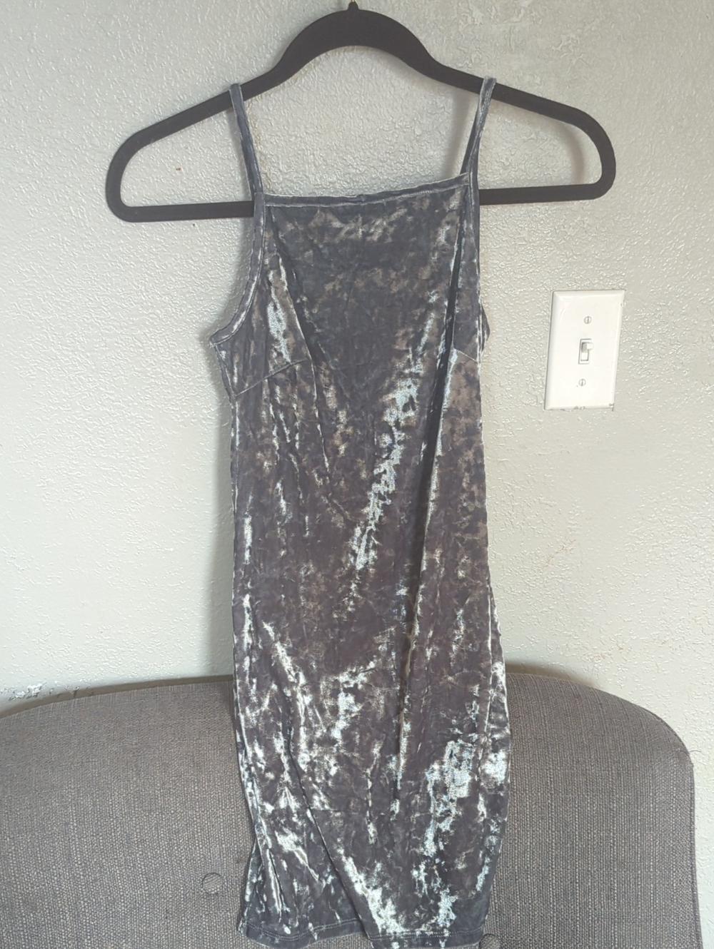 Forever 21 Crushed Velvet Spaghetti Strap Slip Top - Sage grey